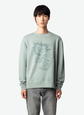 SIMBA - Sudadera amplia estampada de algodón orgánico en azul